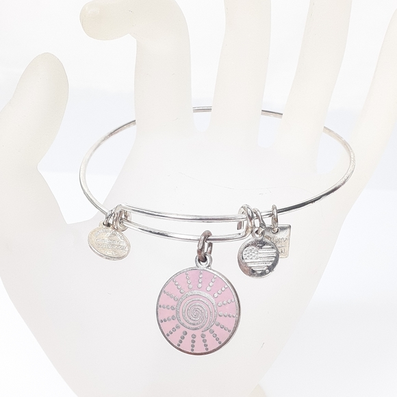 Alex and Ani Jewelry - Alex and Ani Pink Spiral Sun Silver Tone Bracelet